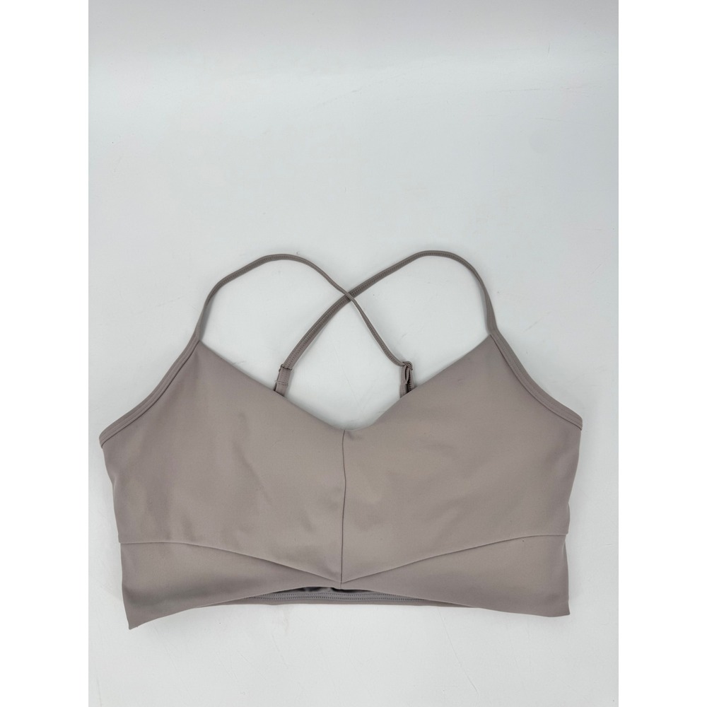 Vuori Sports Bra Women Medium Tan Gray Adjustable Cross Back VW1178
